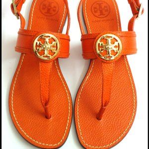 Tory Burch Selma Fire Orange Slingback Sandals size 6